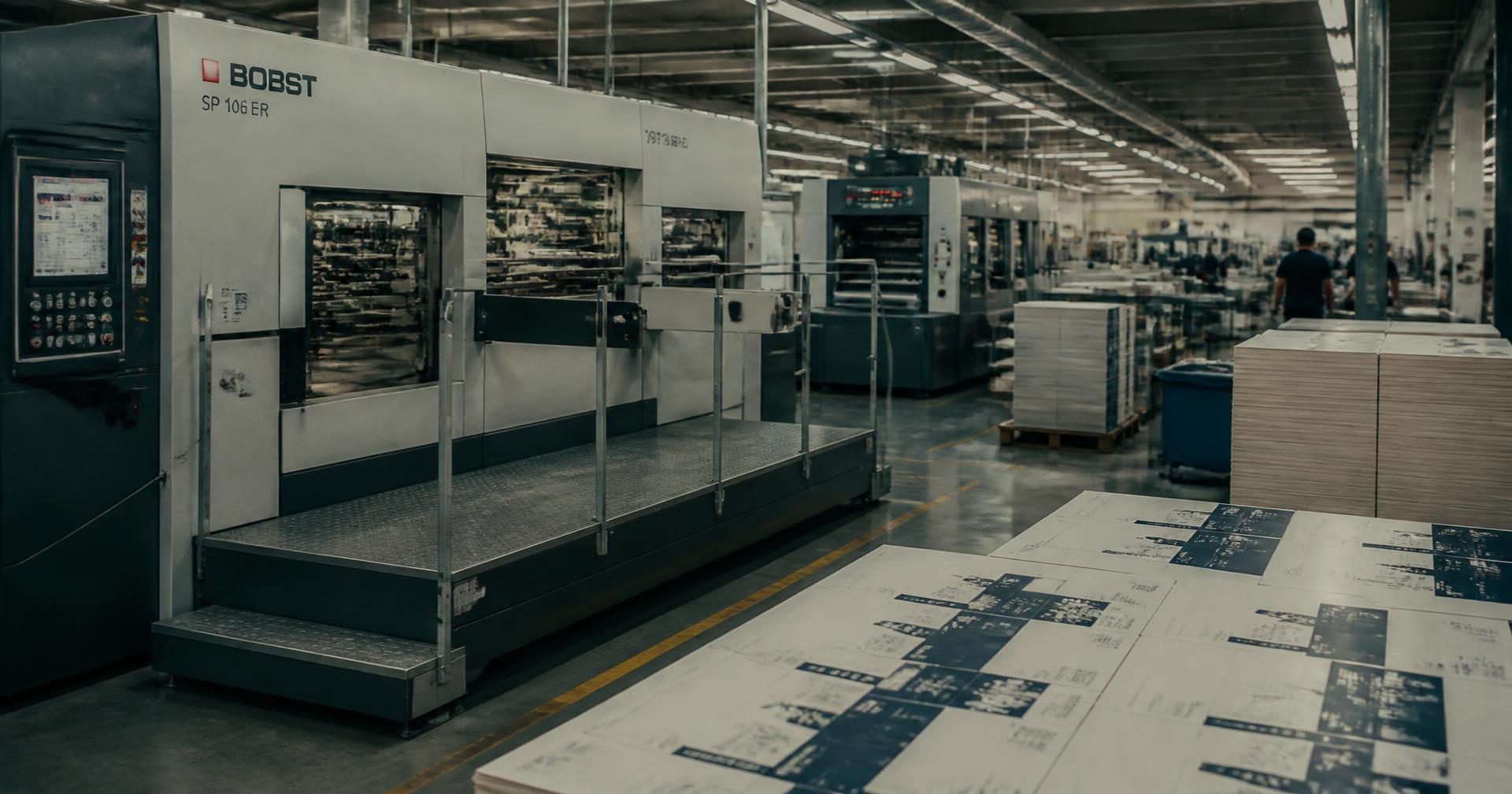 Printing and die-cutting machinery with stacked printed sheets